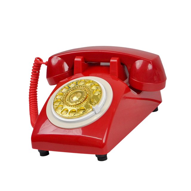 Bendición de teléfono retro Fonógrafo grabación Teléfono de invitado Teléfono de camarilla de campo antiguo para la sala de estar en el interior de la Rojo