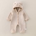 thumbnail image 5 of Mnyotv Baby Jumpsuit Fall Winter Clothes Hooded Long Sleeve Button Down Rompers Infants Girls Outfits Size 1-2Years, 5 of 6