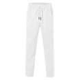 thumbnail image 4 of Gyexs Mens Dress Pants Slim Fit Lightweight Breathable Straight Leg Pants Casual Expandable Waist Suit Pants Spring Summer Clothes White, Szie M, 4 of 5