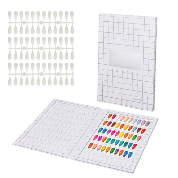 1Set Paper Nail Art Display Color Book with False Nail Tips Ladder Nail Art Card Holder for Nail Salon with Foam White 31x21x1.5cm