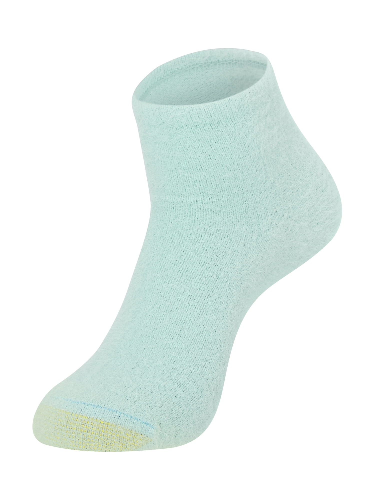 GoldToe Edition Women's Fuzzy Stripe Short Crew Socks Assorted, 3 Pairs, Size 6-9