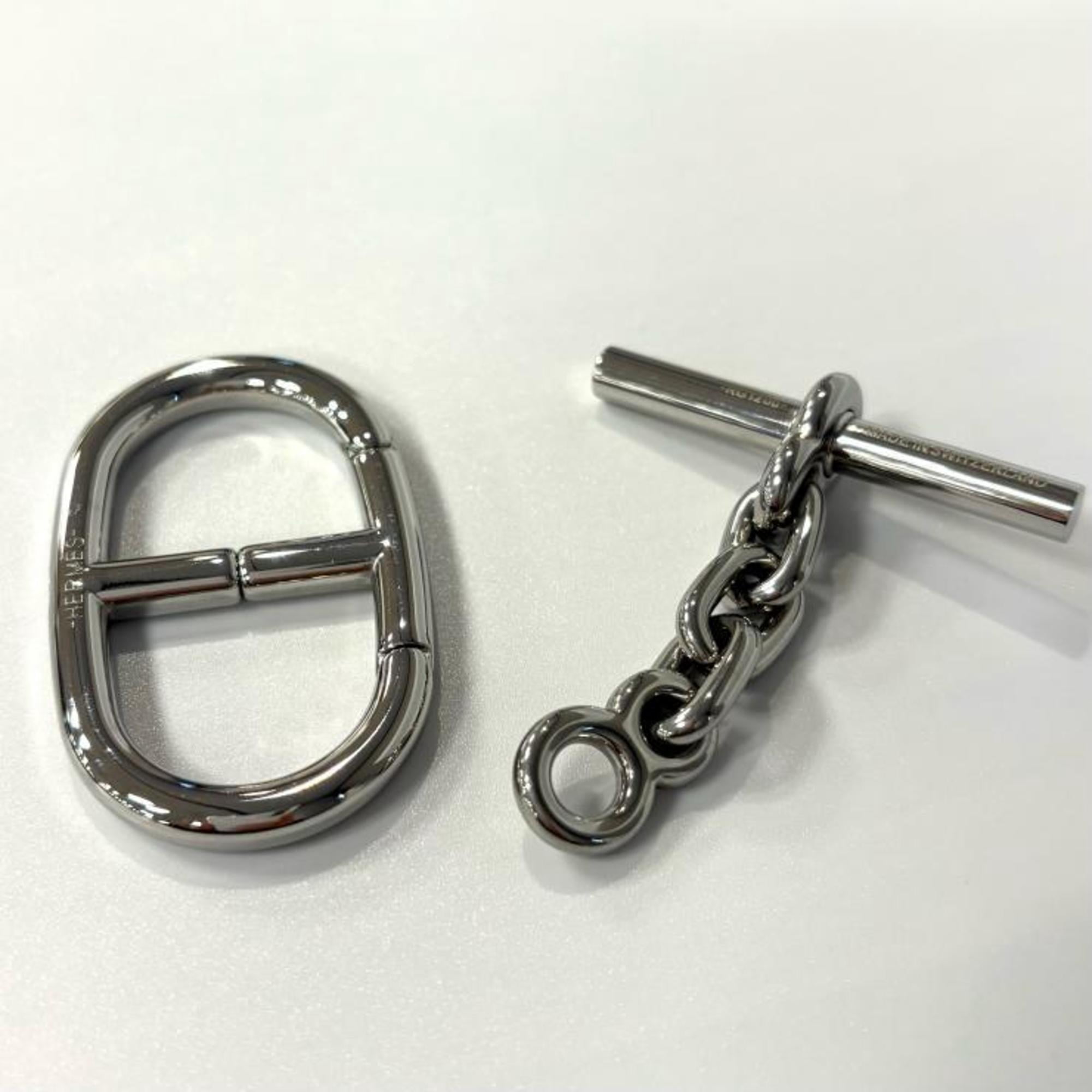 Pre-Owned HERMES Chaine d'Ancre Silver Key Ring with Rhodium Charm