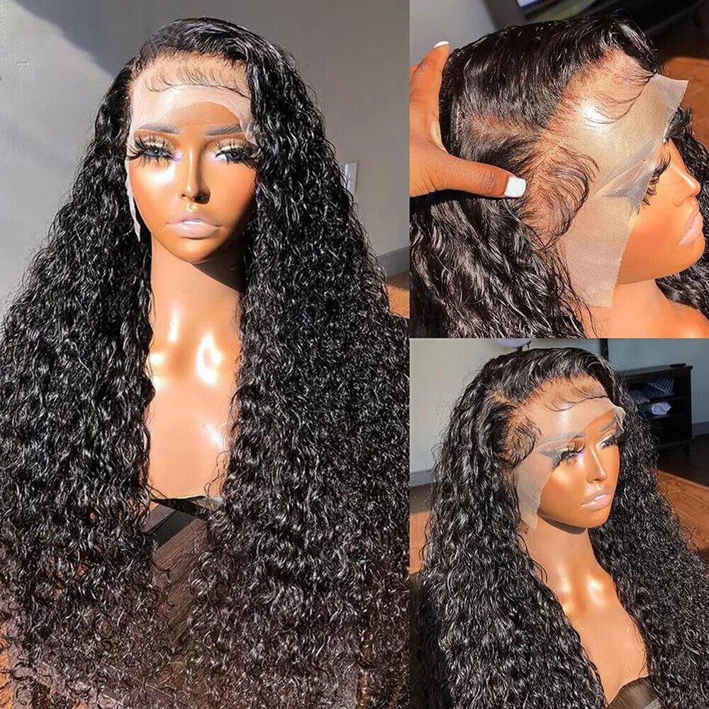 SUCS Deep Wave Lace Front Wigs Human Hair 13x4 HD Lace Frontal Wigs 180% Density Glueless Pre Plucked with Baby Hair Deep Wave Wig for Women Brazilian Human Hair Natural Color 18 inch