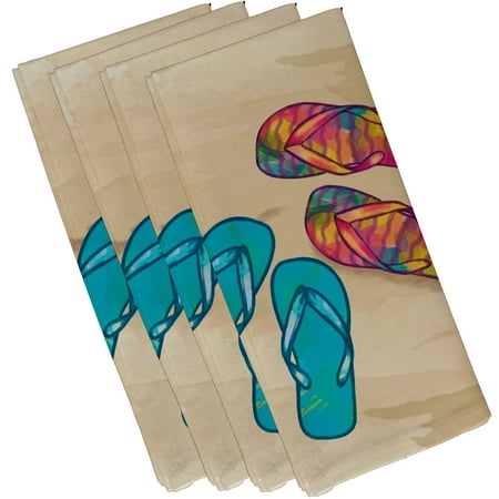 

Simply Daisy 18 x 18 Taupe Beach Shoes Napkins Set of 4
