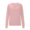 thumbnail image 4 of Sweater for Women V Neck Long Sleeve Solid Color Pullover Sweater Knit Tops, 4 of 6