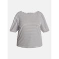 thumbnail image 5 of Terra & Sky Women’s Plus Dropped Shoulder Top with Elbow Length Puff Sleeves, Sizes 0X-5X, 5 of 5