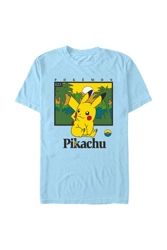Men's Pokemon Tropical Pikachu Graphic Tee Light Blue 2X Large