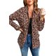 thumbnail image 4 of ABPHQTO Abrigo de leopardo con cordón y cremallera con cuello de solapa marrón para mujer, 4 of 5