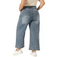 thumbnail image 4 of DARING DIVA Women's Plus Wide Leg Stretch with Pockets Denim Ankle Pants 4X Gray Blue, 4 of 6