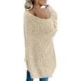 thumbnail image 4 of DYMADE Women Plush Long Pullover Raglan Sleeve Slash Neck Top Loose Sweater, 4 of 4
