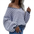 thumbnail image 1 of Suéter Holgado de Cuello Redondo, Larga, Hombros Descubiertos, Tejido Liso, para Mujer, para Otoño. Gris M, 1 of 8