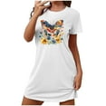 thumbnail image 5 of Elvqul Nightgowns for Women Pajamas Dress for Women White Short Pull on Short Sleeve Nightgowns, 5 of 5