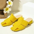 thumbnail image 5 of Fashion Summer Women Sandals Medium Heel Chunky Heel Solid Color Open Toe Casual Womens Wedding Sandals Low Heel Yellow Women Sandal, 5 of 6