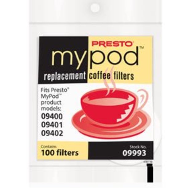 Presto MyPod Paper Refillable Coffee Filter, 100 Count