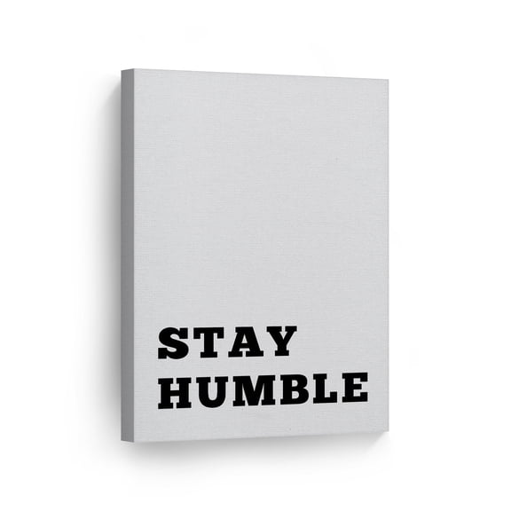 Smile Art Design Stay Humble Black and White Lettering Contemporary Motivational Canvas Wall Art Inspirational Wall Art Entrepreneur Quote Print Modern Office Decor Artwork Gift Ready to Hang 12x8