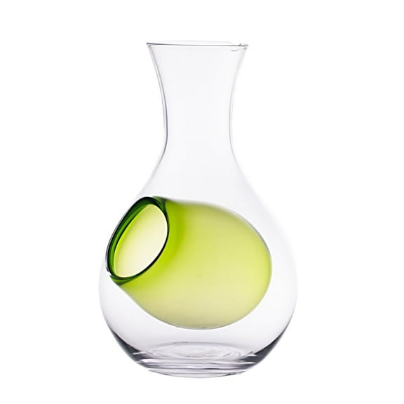 Urban Tokyo Japanese Cold Sake Wine Glass Decanter 12 fl oz Sake Bottle with Ice Cavity Pocket For Home or Restaurant Use (Green Pocket Cavity)