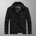 thumbnail image 2 of Herrnalise Men Casual Fashion Solid Turn-down Collar Zipper Padded Thermal Jacket Coat Black, 2 of 7