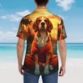 thumbnail image 4 of Susaid Sunset Meditating Dog Print Short Sleeve Shirts Button Down Casual Shirts Summer Beach Aloha Button Down Short Sleeve for Men ,X-Large, 4 of 7