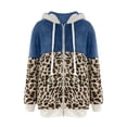 thumbnail image 3 of Winter Coat Plus Size Winter Jacket for Women Long Sleeve Hooded Coats Fleece Plush Thermal Outfit Color Block Zipper Outerwear Abrigos de Mujer, 3 of 6