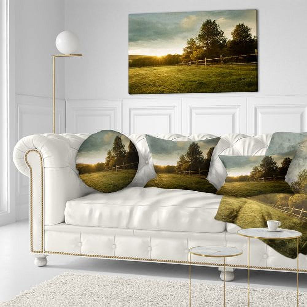 Designart 'Beautiful Sunrise in the farm ' Landscape Canvas Art Print