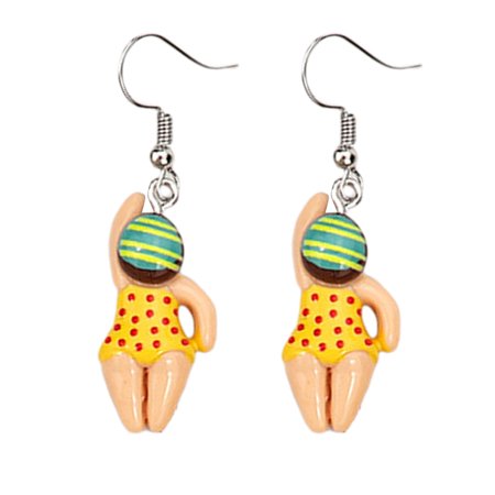 BNNG Cute Student Earrings Cute Colorful Swimming Figure Earrings Personalized Creative Resin Handmade Ear Drops (1Pair) Turquoise Statement Earrings Clean Lines Minimalist Design Studs