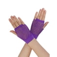 thumbnail image 1 of INSPIRAR CHIC Guantes de Malla Sin Dedos para Mujeres, Accesorios de Disfraz de Fiesta Elegante de los Años 80, Guantes de Red Cortos - 1 Par, Púrpura, 1 of 5