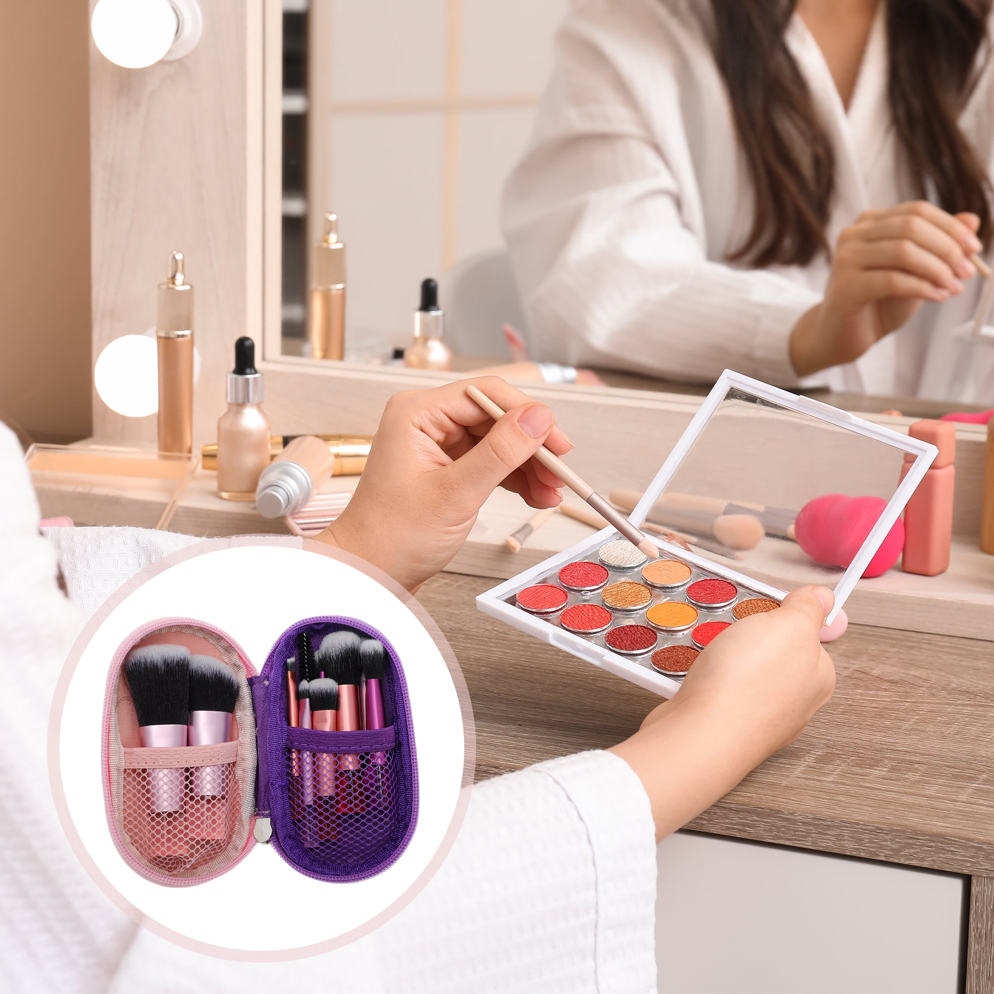 Unique Bargains Makeup Brush Set for Vacation 14 Pcs Colorful