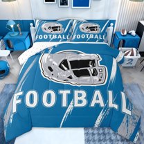 jejeloiu Rugby Sport Game Queen Comforter Set,Gray Football Helmet Bedding Comforter Set For Boys Kids Reversible 3-Piece