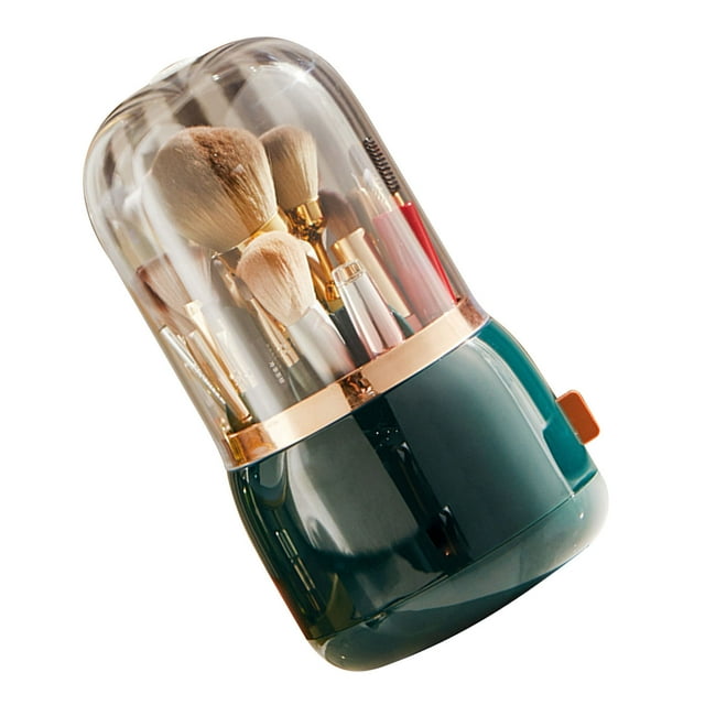 Soporte Para Brochas De Maquillaje De Aspecto Delicado Con Tapa Transparente, Diseño A Prueba De Polvo, Gran Capacidad, Cubo Giratorio Para Brochas De Maquillaje, Lápices