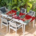 thumbnail image 2 of Christmas Table Cloths for 4 Foot Rectangle Tables, Red Truck Xmas Tree Winter Snowflakes Elk Patio Waterproof Elastic Fitted Tablecloths, Washable Rectangular Table Cover for Camping, 2 of 8