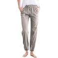 thumbnail image 1 of Ladies Pants Casual Simple Fashion Solid Color Pants Partial Dandelion Print Pocket Drawstring High Waisted Pants Grey L, 1 of 3