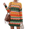 thumbnail image 4 of Vynhevius Womens Colorful Striped Sweater Dress Crew Neck Long Sleeve Casual Mini, 4 of 5