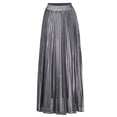 thumbnail image 4 of 1pcs Women's High Waist Pleated Maxi Skirt Gold Beach Skirt Flowing Long A-Line Skirt Sparkly Pleated Skirt for Party Vacation, 4 of 4