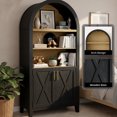 thumbnail image 3 of MAYEERTY 63.2" Tall Arch Accent Cabinet, Black with Beech Interior, Adjustable Shelves & X-Design Doors for Living Room, Entryway, 3 of 6
