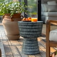 thumbnail image 3 of LuxenHome Outdoor Accent Side Table, 15'' Black Round Spiral Pattern End Table, Indoor Outdoor Coffee Furniture for Patio, Living Room, Backyard,Garden Stool and Plant Stand, 3 of 9