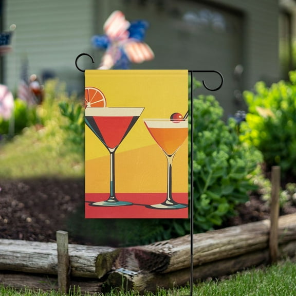 Yayeee Garden Flag 12" x 18" Double Sided Outdoor Yard Lawn Holiday Decorations, Orange Cocktails