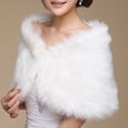 thumbnail image 4 of Qarigey Chaqueta de abrigo de piel sintética blanca de abrigo de mujer Chal de invierno Type2, 4 of 6