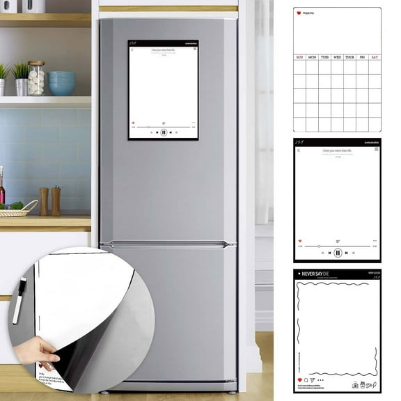 Magnetic Refrigerator Message Board | Reusable Whiteboard with Marker | 38x30cm Plastic Memo Board for Kitchen Office Dorm | Strong Magnet Sticker for Fridge Filing Cabinet
