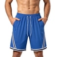 thumbnail image 2 of Mens Shorts Cargo Men's Basketball Shorts Summer Thin Breathable Loose Sports Pants -Dry Casual Solid Color Shorts Blue Xl, 2 of 6