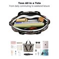 thumbnail image 4 of Tote Bag for Women - White Poodle Dog Hawaiian Floral Shoulder Bag - Large Utility Work Duffle Bag with Zipper Handbag for Travel, Work, Sprots, 4 of 5