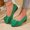 #0141-Green, variant on Women's Bowknot Wedge Heel Flats with Shallow Mouth, Soft Faux Leather Slip On Work Shoes with Cushioned Insole, Comfortable Casual Wedges for Spring Summer Walking Gift