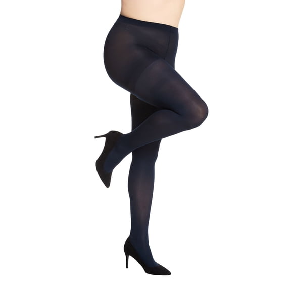 Women's Berkshire 4808 Queen Microfiber Opaque Tights (Navy 3/4X)