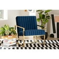 thumbnail image 5 of Glam Royal Blue Velvet Fabric Upholstered & Gold Finished Living Room Accent Chair, Gold, 5 of 5