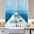 thumbnail image 4 of Abstract Ocean Swag Curtain Valance for Windows, Sky Blue Gradient Oil Painting Texture Window Treatments Short Swag Topper for Kitchen Windows Bathroom Bedroom, 36"x45", 4 of 8