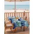 thumbnail image 2 of Outdoor Tablecloth with Umbrella Hole for Patio/Picnic/Party/Camping, Navy Blue Forest Waterproof Table Cloth Rectangle Table Cover Washable, Blue Ombre Trees Abstract Art (52"x 70"), 2 of 8