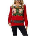thumbnail image 1 of Pull de Noël pour Femmes Imprimé Graphique Mode Chandail en Molleton Col Rond Cardigan d'Hiver Chandail à Capuchon Veste Mi-Longue Manches Longues Fermeture Blouse, 1 of 6