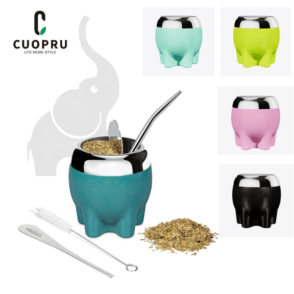 CUOPRU lucky elephant cup, suitable for yerba mate tea, 160ml, small and cute