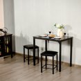 thumbnail image 3 of Patiojoy 3PCS Counter Height Table Set 2 Chairs Bar Dining Room Faux Marble Black, 3 of 7