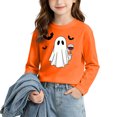 thumbnail image 4 of Qingpeng Kids Halloween Theme Pullover Tee Shirt Cute Ghost with Bat Graphic Long Sleeve Crewneck Top, 4 of 6