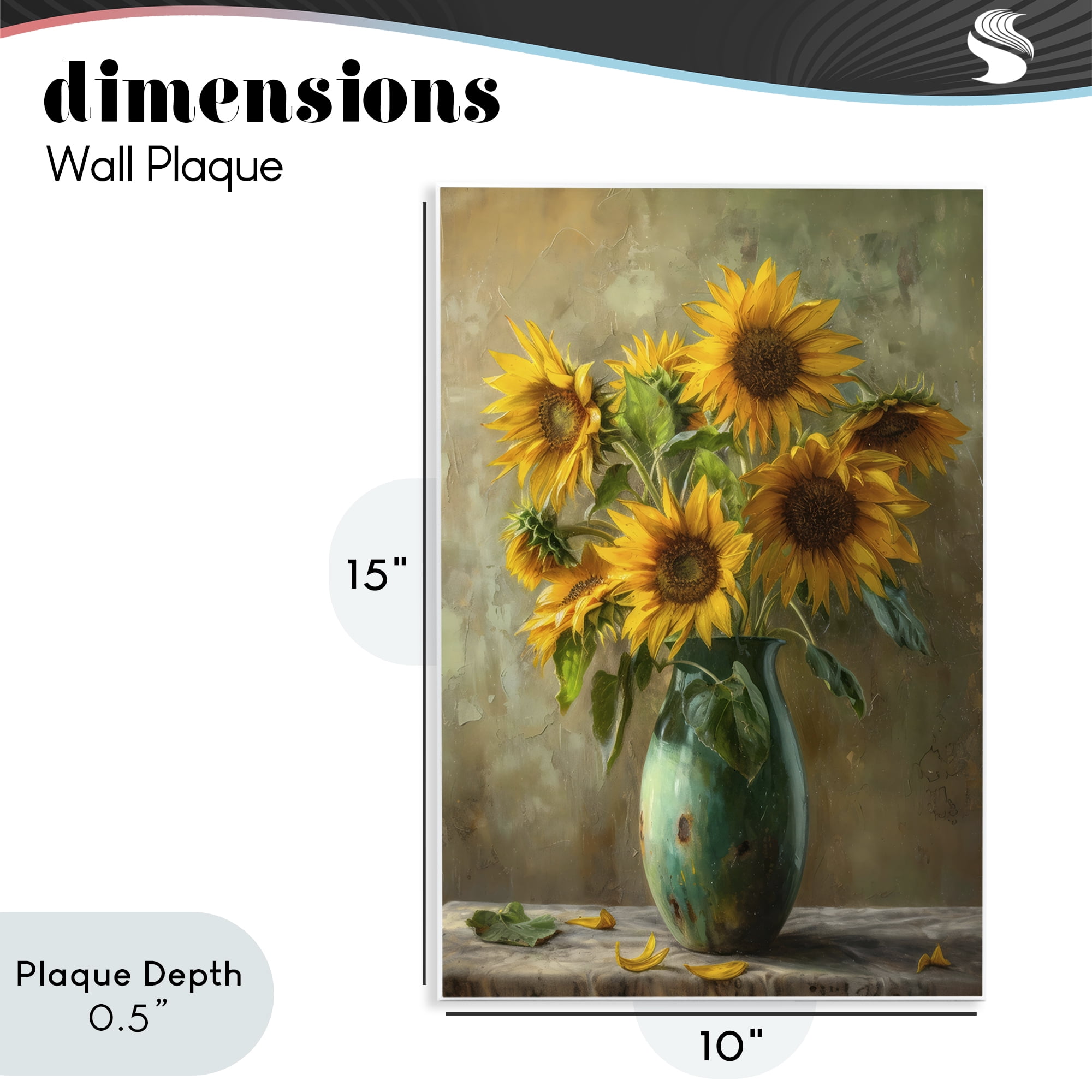 Stupell Industries Moody Sunflower Vase Wall Plaque Art, design by Creative Studio